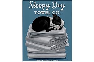 Sleepy Dog Towel Co. Adorable Boston Terrier Bathroom, Wall Art by Brian Rubenacker