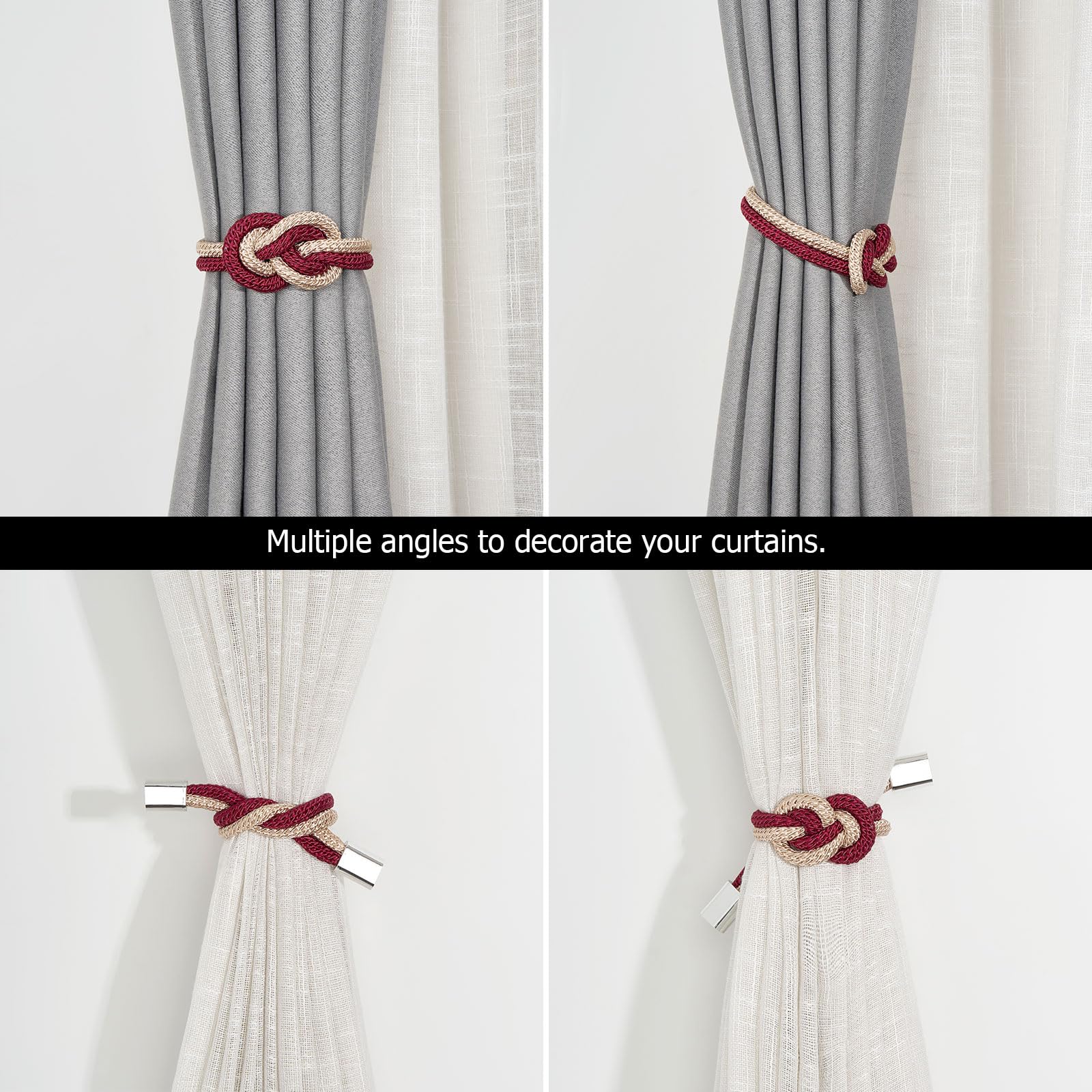 Fermatenda per tende con magnete, confezione da 4 passanti, lacci per tende, decorazione per tende, accessori, fermatenda per tende magnetici, oro | Leroy Merlin