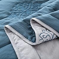 Vista 5 de Sophia & William Juego de edredón de 3 piezas con 1 edredón y 2 fundas de almohada, tamaño King, con patrones de diamantes de doble cara, acogedor