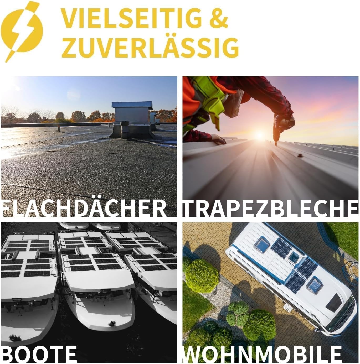 Avoltik Solarpanel Halterung Flachdach I Set für 2 Panele I Solarmodul Halterung Balkonkraftwerk I Flachdach Halterung für PV Module I Solarmodulbefestigungsset mit verstellbarer Endklemme von 30-35mm