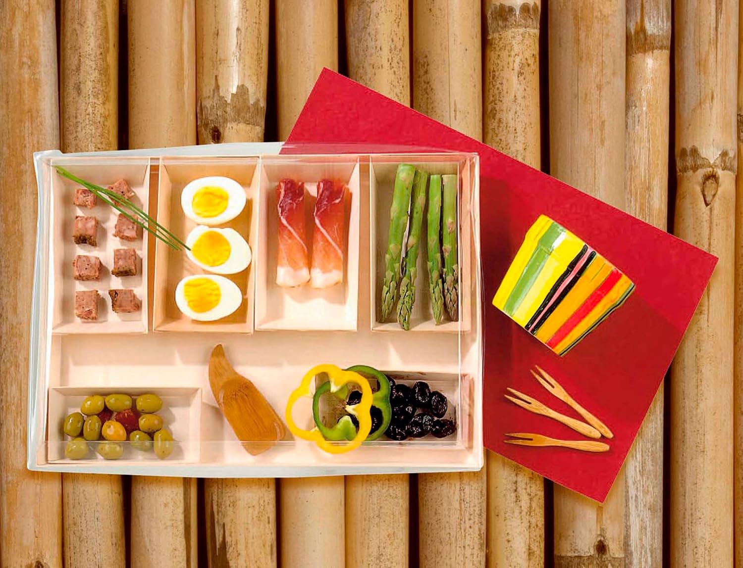 PacknWood -210SAMBQ65 Biodegradable Wood Tray for Serving,charcuterie Tray, Samurai Square Wooden Dish,(5 oz, 5.1" x 2.5" x 0.8") - Case of 100