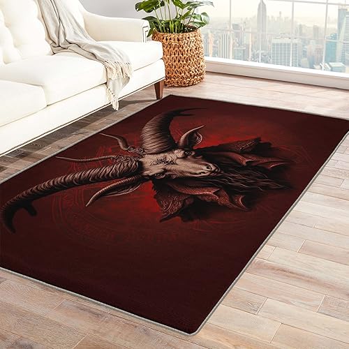 Baphomet - Alfombra de área de 3 x 4, alfombra demoníaca, alfombras lavables para decoración de sala de estar y dormitorio, alfombra suave