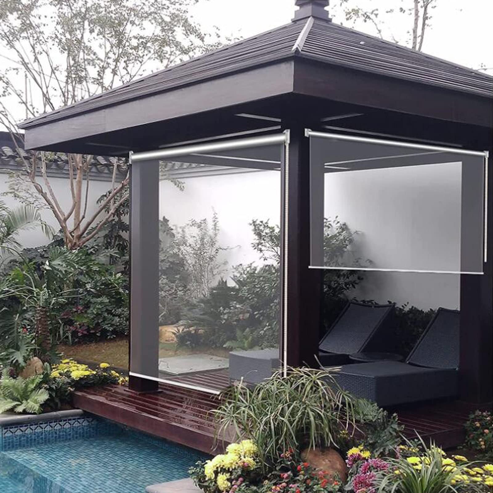 Store enroulable pour jardin et terrasse en PVC transparent