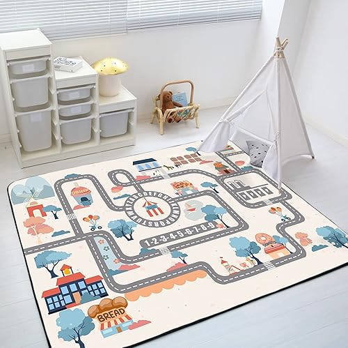 Miniatura 2 de Loartee Soft Kids - Alfombra educativa para niños, alfombra de carretera de 0.78 pulgadas de grosor, alfombra de juego del alfabeto y números ABC