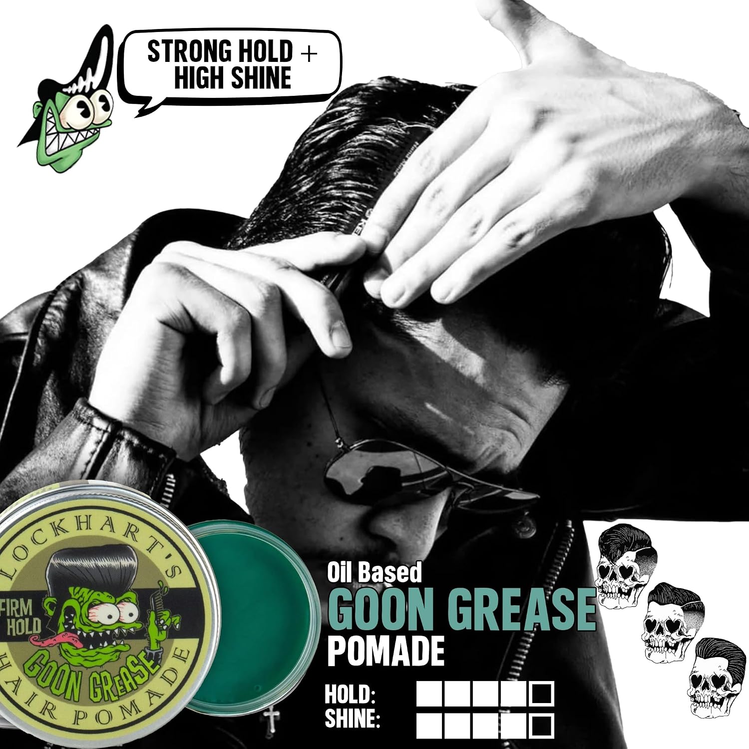 Lockhart’s Goon Grease – The Legendary Original Oil-Based Pomade for Men – Barber-Grade Hold, Brilliant Shine – Handcrafted, Moisture-Locking Formula with Avocado Oil and Lanolin – (3.4 oz)