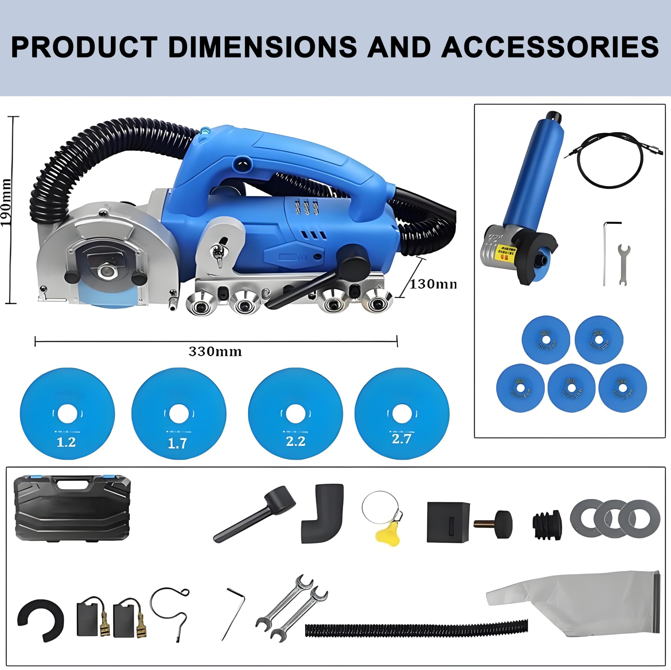 Pulitore elettrico per fughe da 1200W, utensile per la costruzione delle fughe, macchina elettrica per la pulizia delle fughe, utensile per fessure per fai da te con sacchetto raccoglipolvere