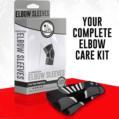 Miniatura 7 de Mangas de compresión para codo 1 par apoyo para la prevención de tendinitis y recuperación L gris 2
