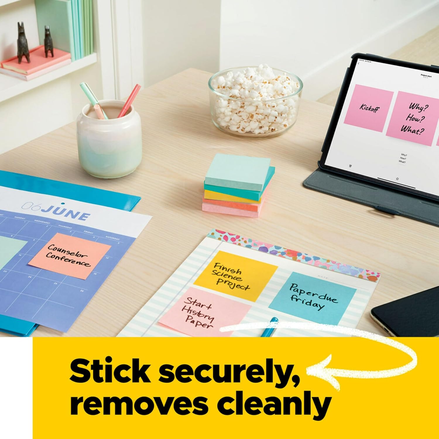 Post-it Notes, 3 in x 3 in, 18 Sticky Notes Pads, 100 Sheets per Pad, Floral Fantasy Collection, School Supplies and Oﬃce Products