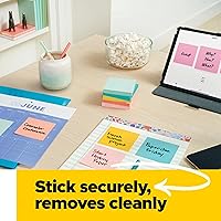 Vista 4 de Post-it Notas súper adhesivas, 3 x 5 pulgadas, 12 blocs, 2 veces el poder de adherencia, amarillo canario, reciclable (655-12SSCY) y mini notas, 1.5