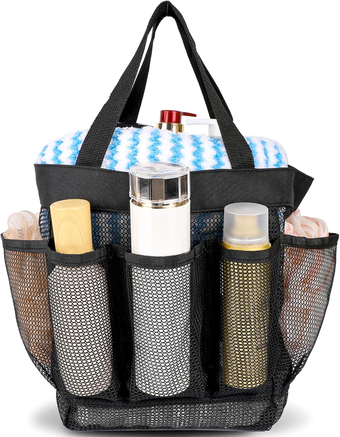 Mozeat Lens Shower Bag for Dorm Room Mesh Shower Caddy Tote