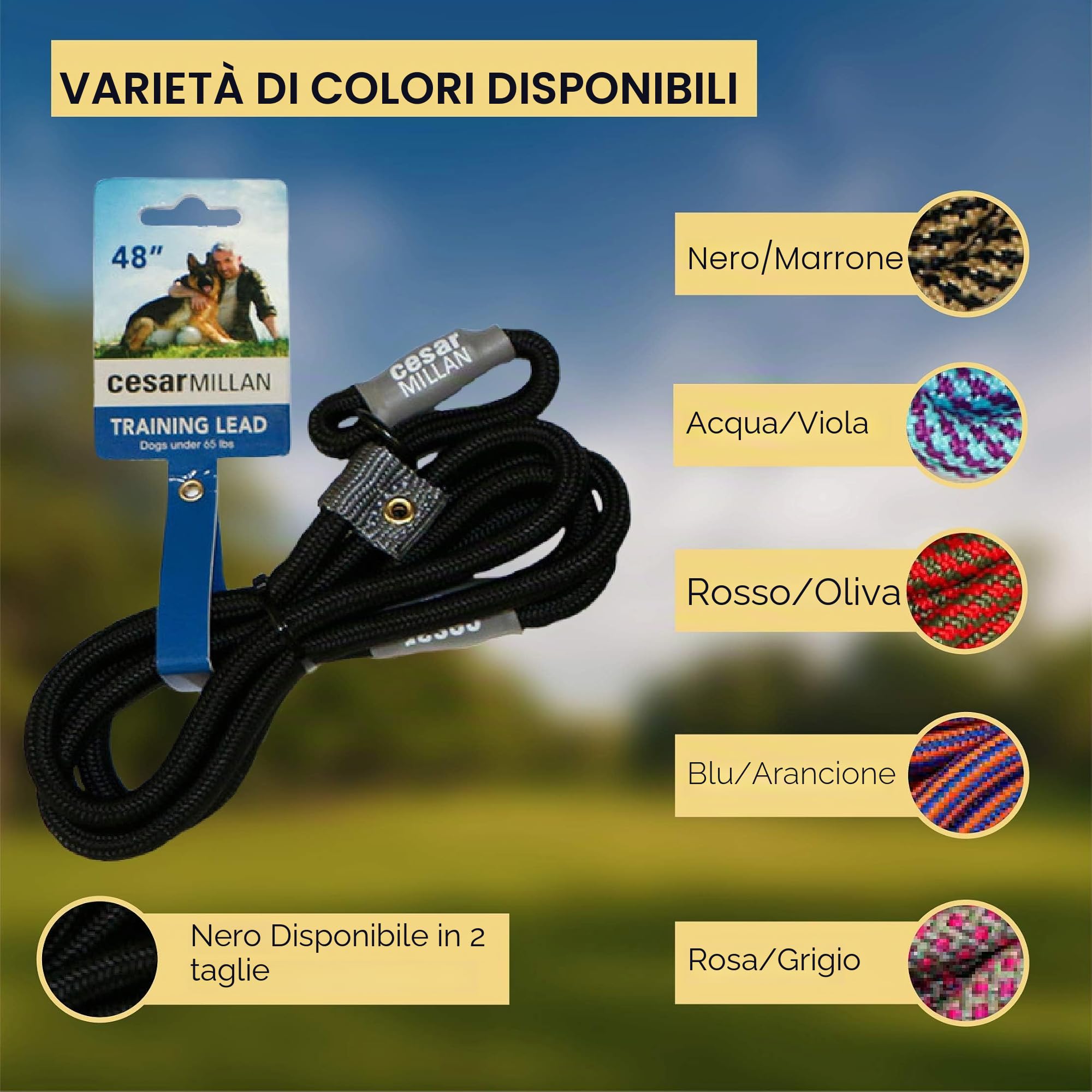 Cesar Millan Slip Lead Leash™ - Il guinzaglio da allenamento con collare antiscivolo offre un maggiore controllo e la possibilità di apportare correzioni rapide e delicate (regolare, nero)