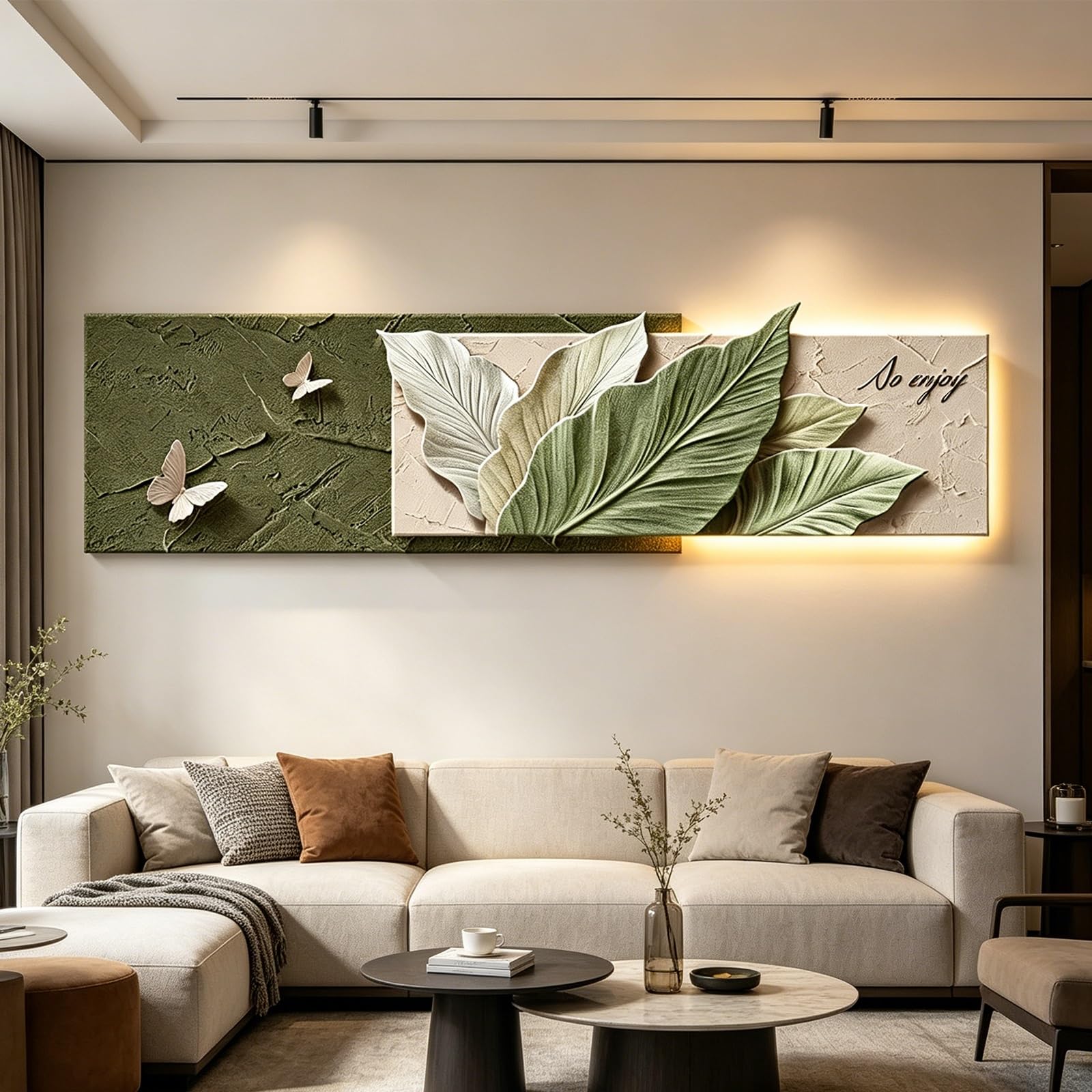 PGZMDTWI 3D Sandstone Textured Handcrafted LED Sculpture,Modern Living Room Entryway Home Office Wall Décor(C,150 * 42CM 9.1 * 16.6IN)