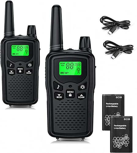 Walkie Talkies Radios recargables de dos vías de largo alcance con 22 FRS, radios de 2 vías UHF transceptor de mano Walky Talky con linterna,