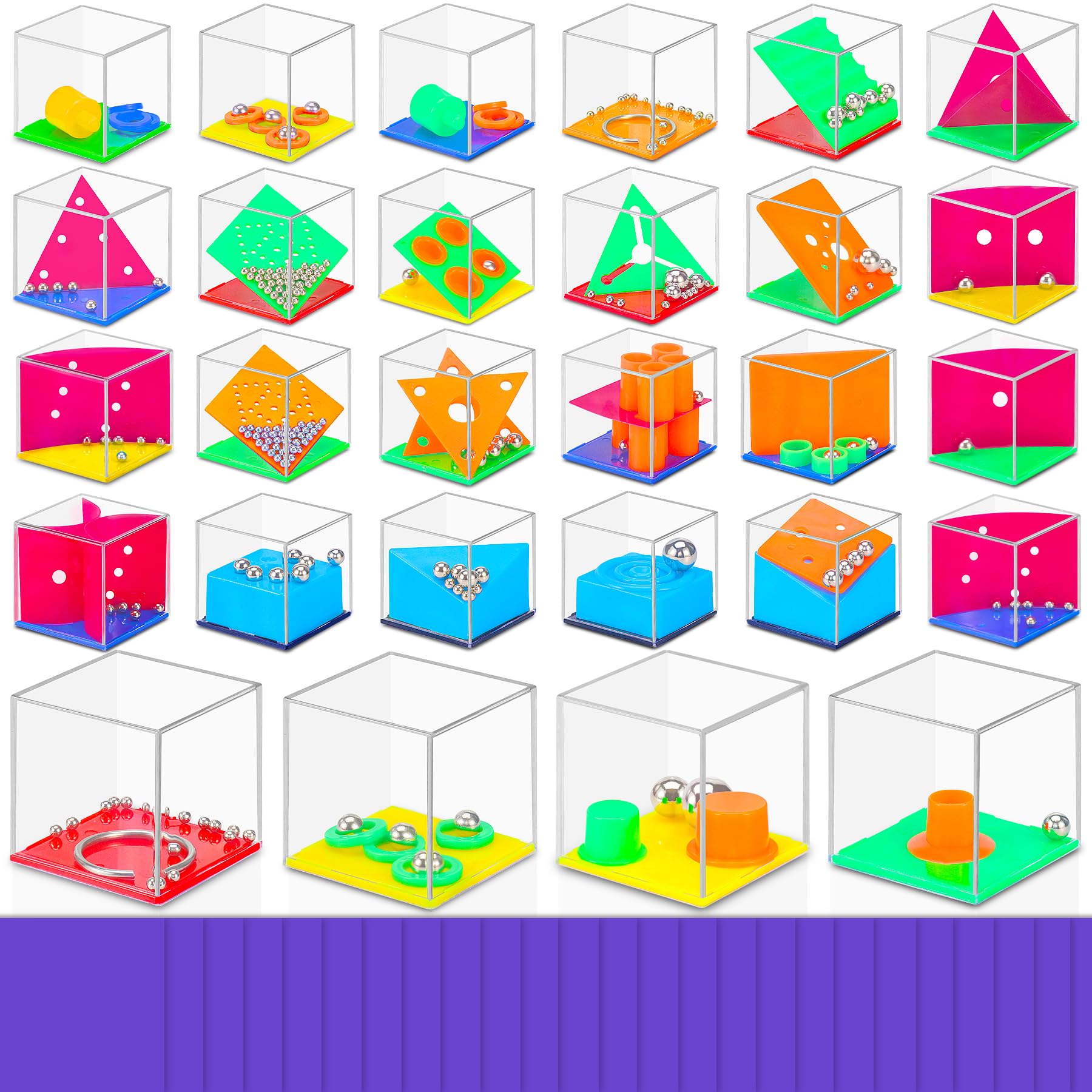 Gontence 28 Pcs Cubi Rompicapo Bambini con 28 Sacchetti Viola - Giochini per Feste di Compleanno Bambini | Bambina Bambino Regalini Compleanno | Regali di giocattoli di Natale | Mini Giochi di Puzzle