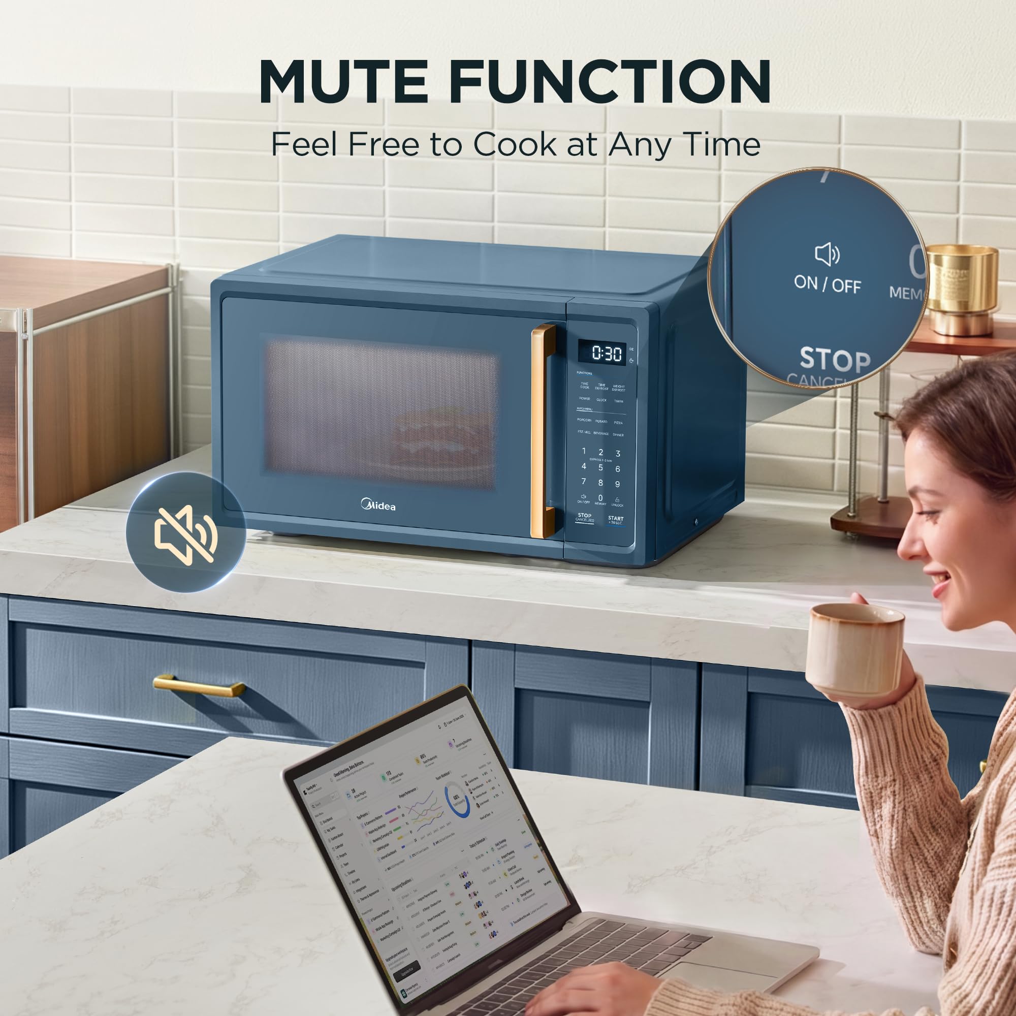 ミィタン★ Amazon.com: Midea Retro Countertop Microwave, 1.1 Cu. Ft, 1000W, 6