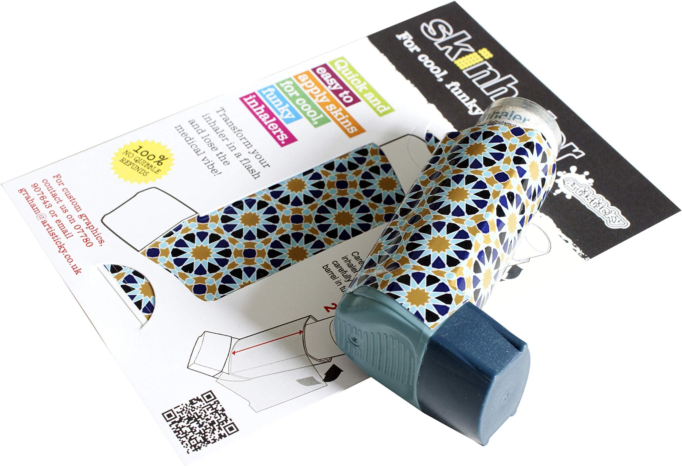 Artisticky Funky Cool ISLAMIC ART Sticker for Asthma Inhaler (not included)