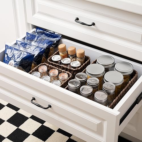 Miniatura 6 de GRANNY SAYS Cestas de mimbre para organizar, cestas de almacenamiento anidables para estantes, 1 cesta grande y 2 pequeñas de mimbre impermeable,