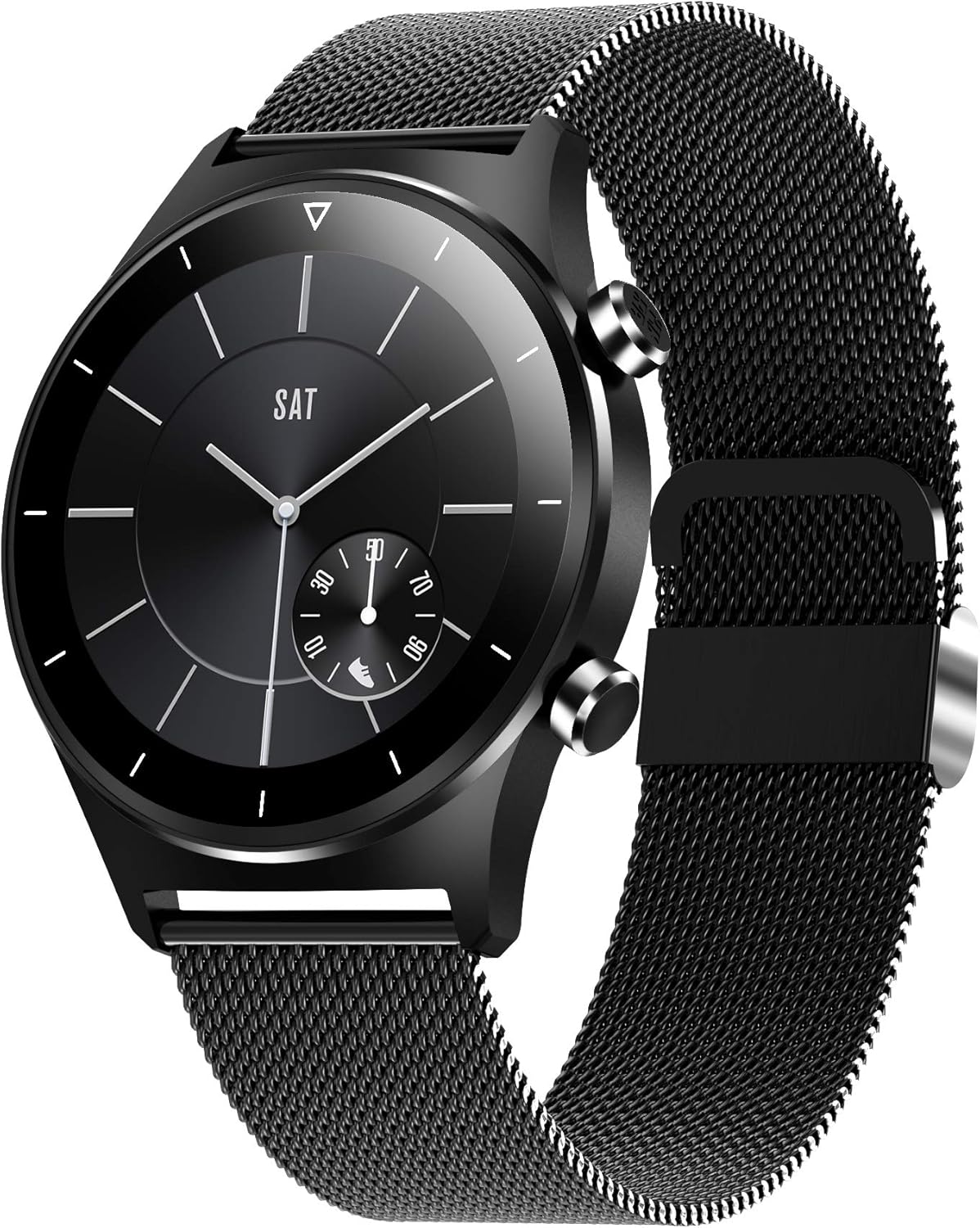 Black Steel Watch Smart Watch for Mens, 1.28 Inch Touchscreen, 24 Exercise Modes, Main Interface Four Ui Self-Defined Dial Display Heart Rate Monitor Sleep Monitor Blood Pressure