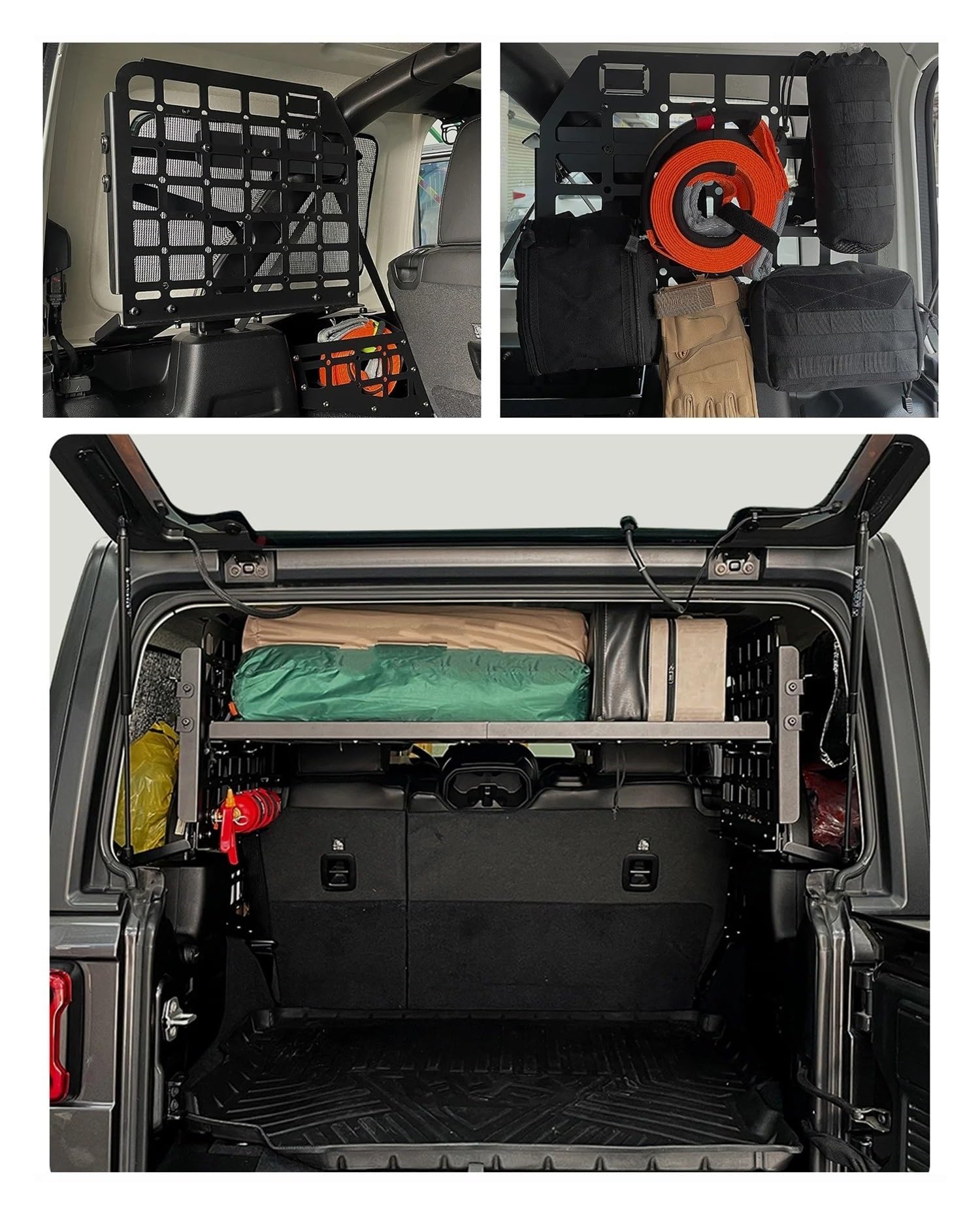 Cofano Bagagliaio Hardtop Pannelli Stoccaggio Modulare Tronco in Alluminio Scaffale Interno Bagagli Carrier per Jeep per Wrangler JL 2018-2023 4 Porte Cover Telo Sicurezza(5)