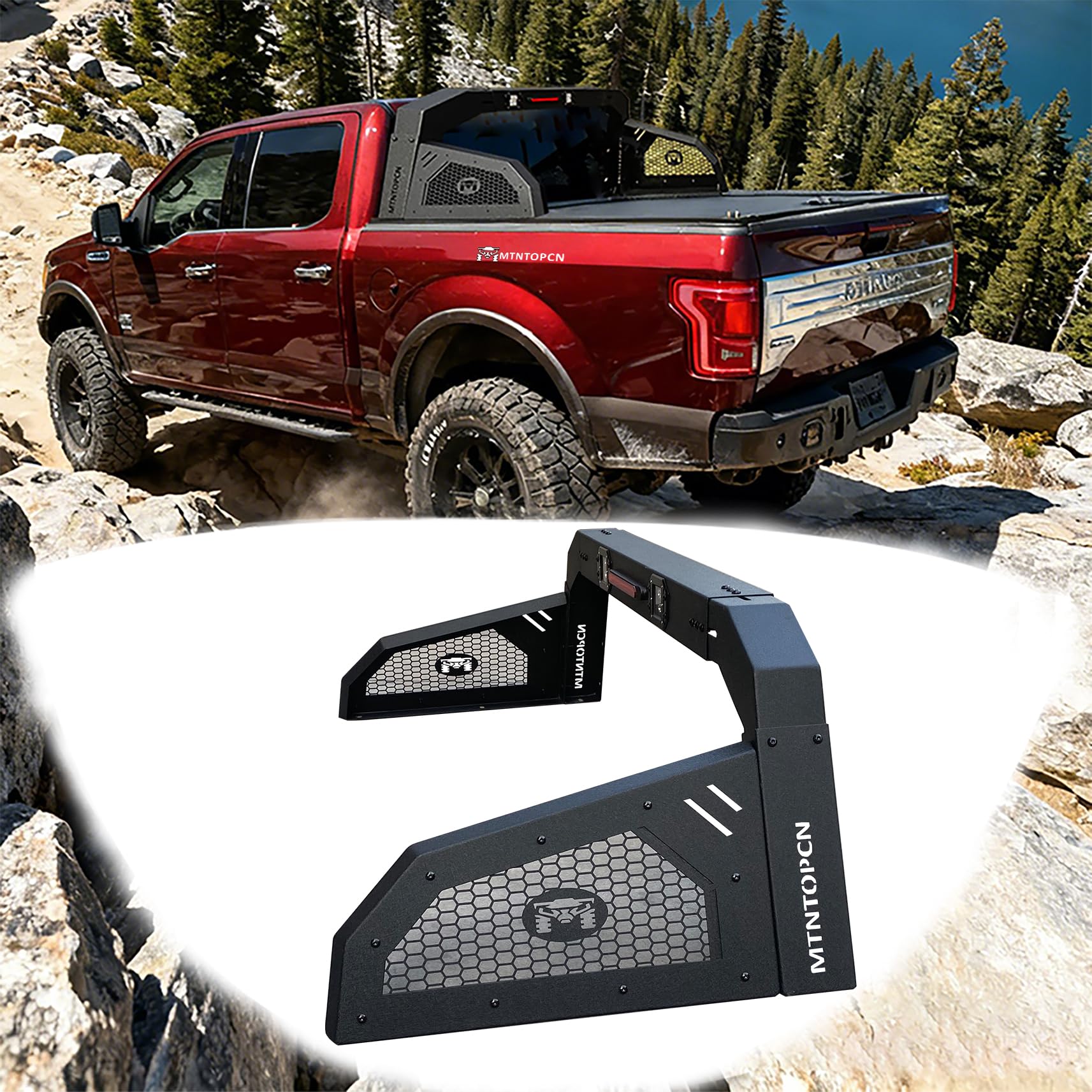 MTNTOPCN Military Design Pickup Roll Bar Compatible with Ford F150 Raptor Jeep Gladiator Chevy RAM Toyota Trucks | Heavy-Duty Overland & Offroad 4x4 |