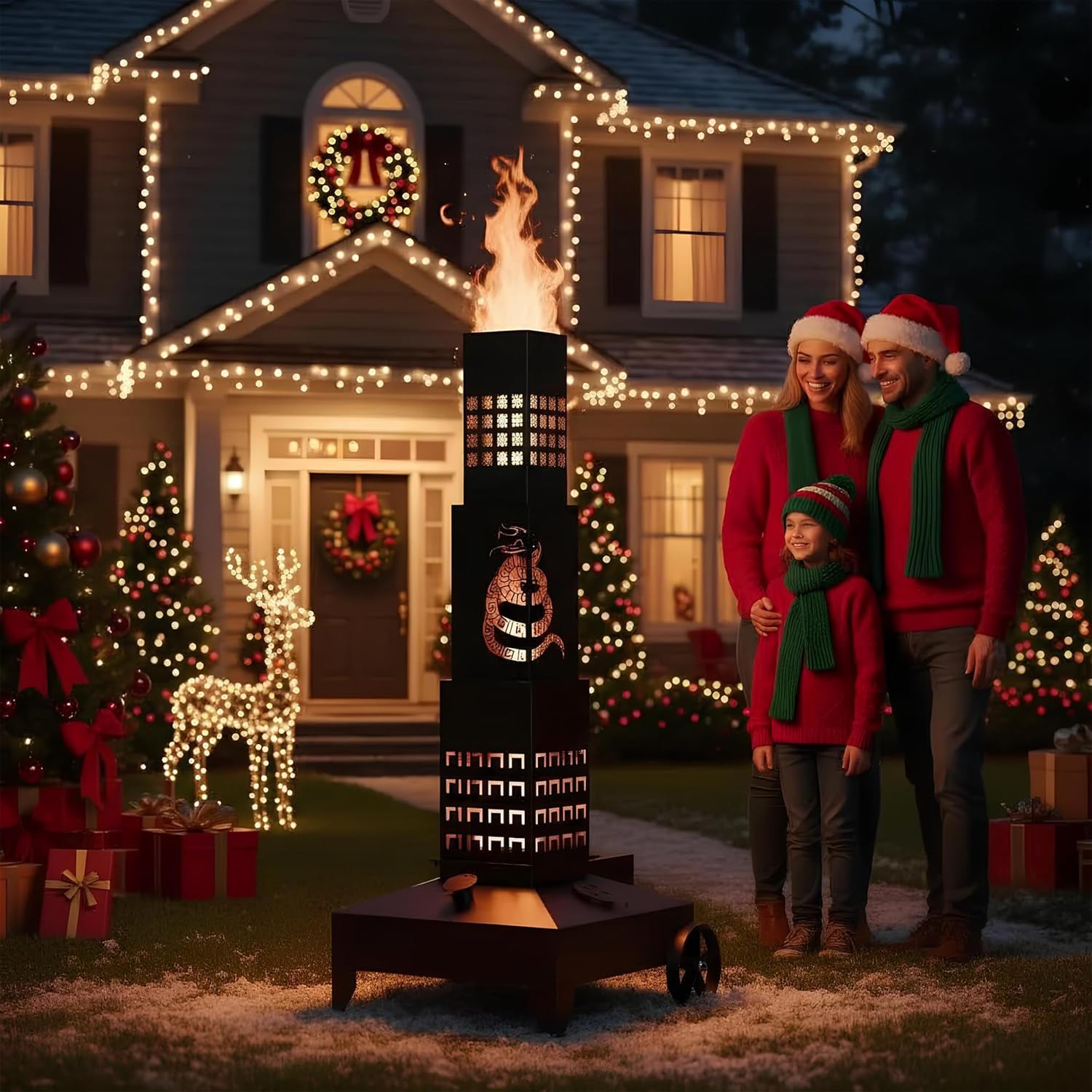 51 Smudge Pot,7-Gallon Outdoor Smudge Pot Heater with Wheels, Waste Oil Patio Heater,Heavy-Duty Steel Pyramid Design,Portable Fireplace for Backyard, Porch, Patio and Garden (Snake) 51 Smudge Pot,7-Gallon Outdoor Smudge Pot Heater with Wheels, Waste Oil Patio Heater,Heavy-Duty Steel Pyramid Design,Portable Fireplace for Backyard, Porch, Patio and Garden (Snake)