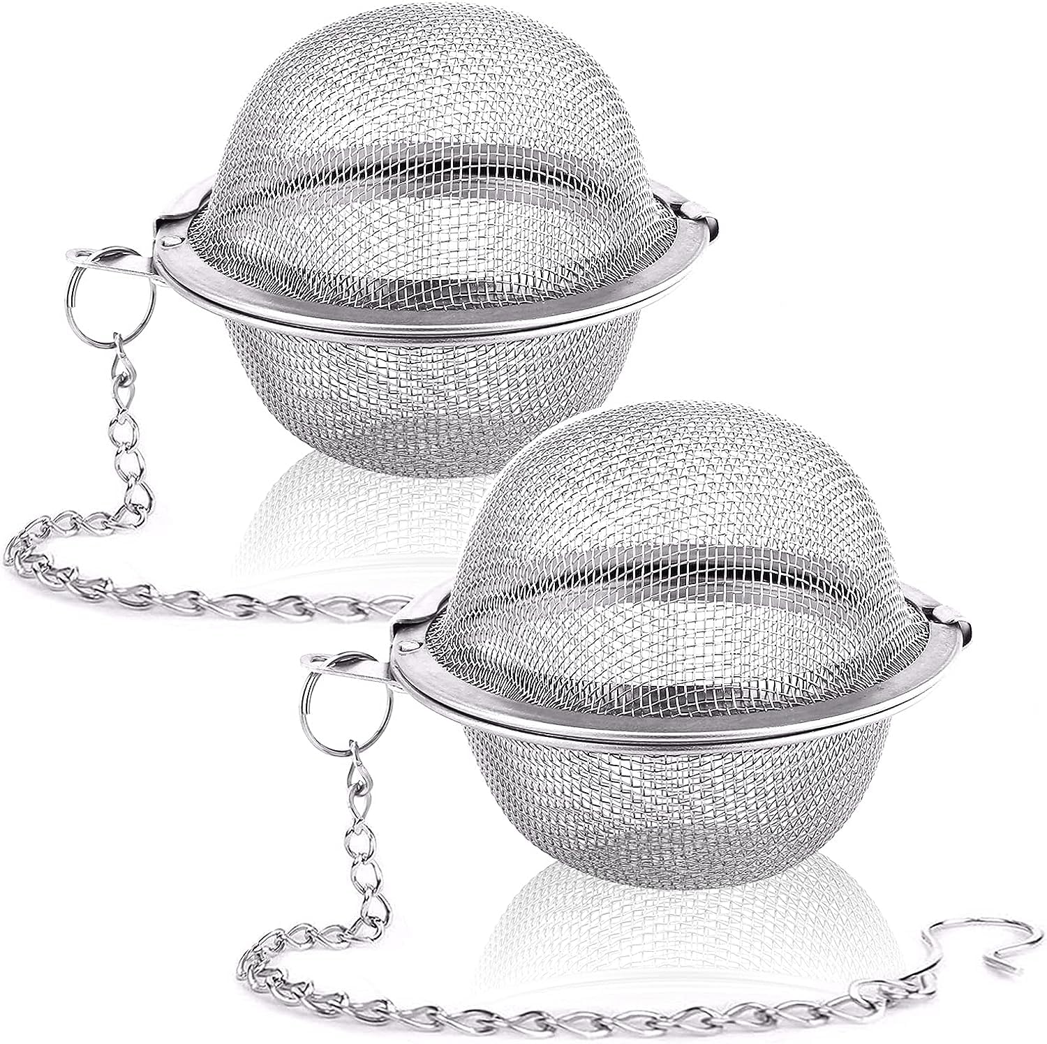Stainless Steel Tea Ball with Extended Chain Hook - Tea Strainers for Loose Tea - Tea Forte Infuser Filters - Mesh Tea Strainer (Small Size, Pack of 2).