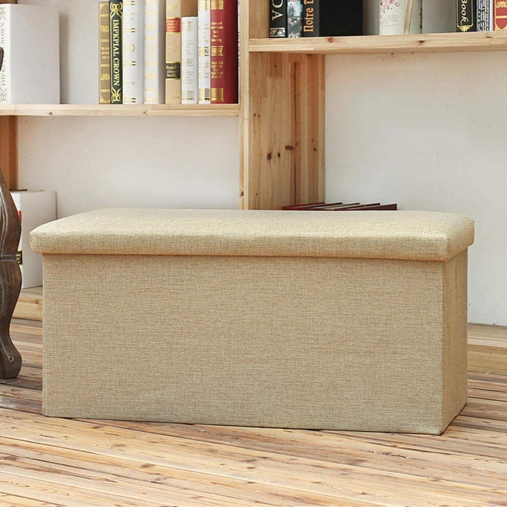 Tabouret repose-pieds pouf confort avec rangement pliant bleu