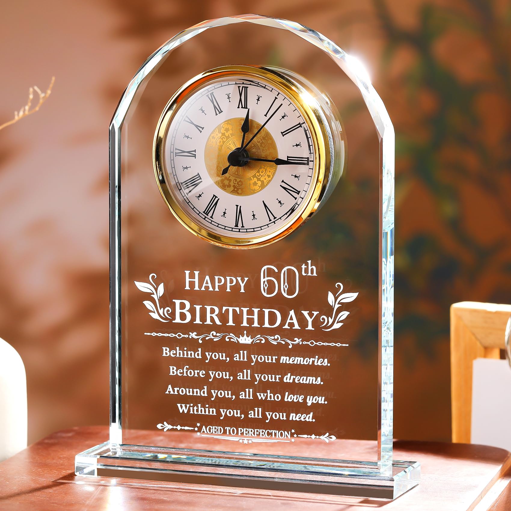 Regalos de cumpleaños número 60 para hombres y mujeres en cristal premium