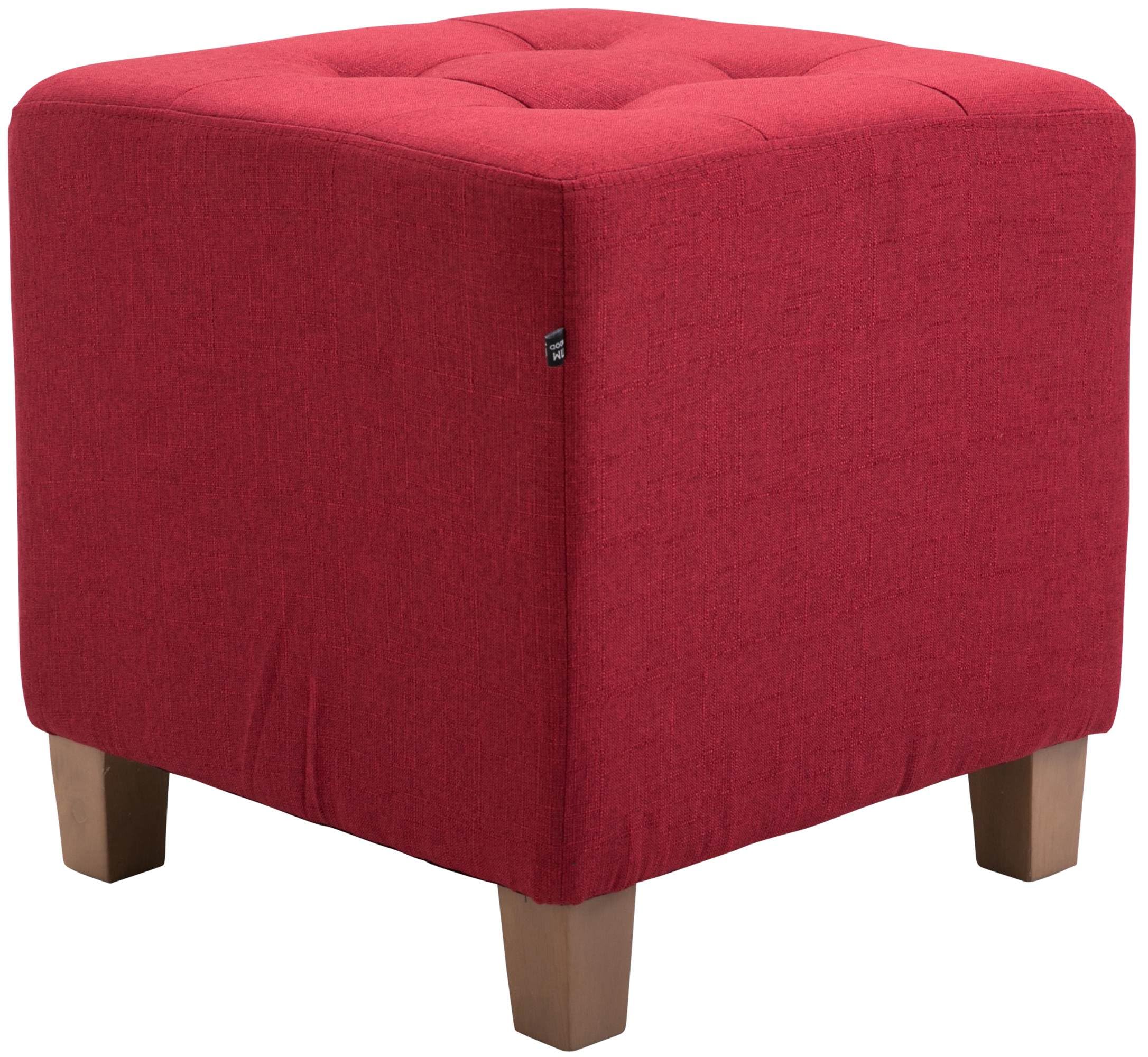 CLP Poggiapiedi Divano Pharao I Sgabello Pouf Capitonné Imbottito in Stoffa I Sgabello Basso Salotto Piedini in Legno, Colore:Rosso