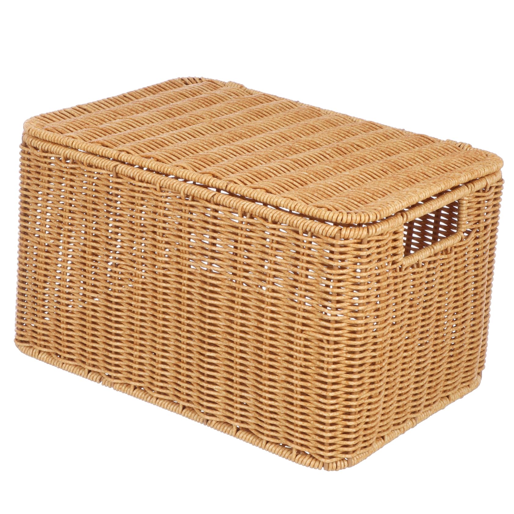 Alipis Caja De Almacenamiento Tejida Con Tapa Canasta Organizador De Ropa y Juguetes Diseño Ligero y Resistente Para Dormitorio Oficina y Cocina Mediano