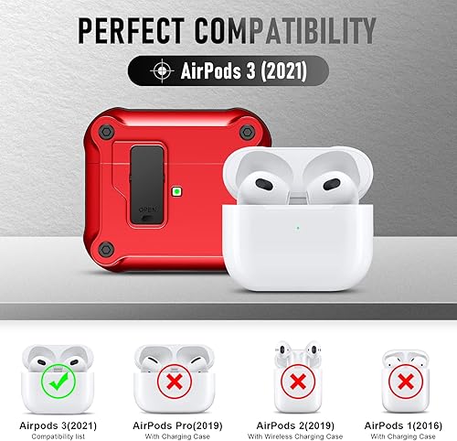 Vista 76 de Maxjoy Funda para AirPods Pro, clip de bloqueo seguro de fibra de carbono, cuerpo completo, a prueba de golpes, carcasa rígida con llavero