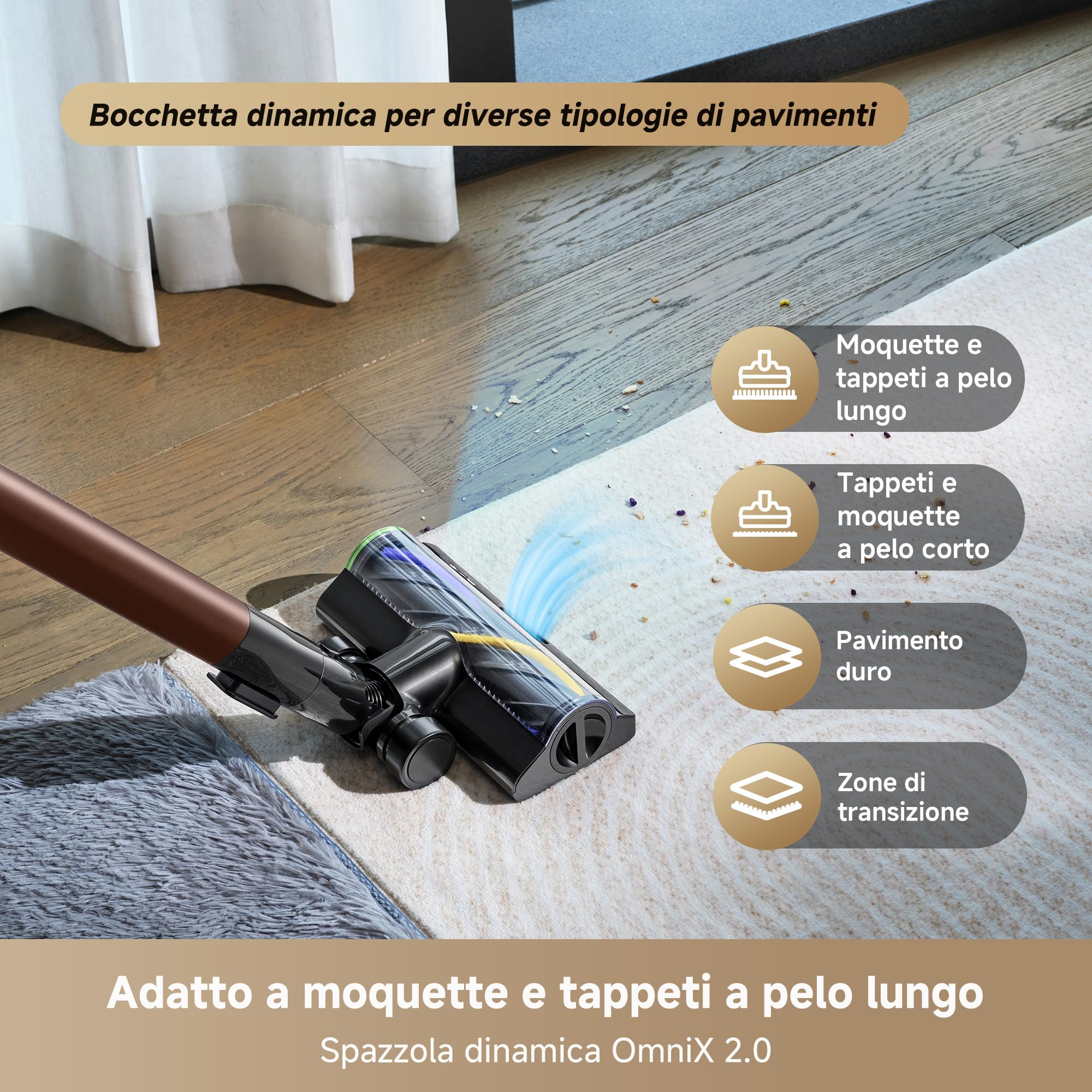 DREAME V30 Aspirapolvere Senza Fili, Aspirazione 30,000PA/330AW, 0 mm dai Bordi, Anti-Groviglio, 90 min Autonomia, Filtrazione 99,99%, Ideale per Tappeti, Moquette e Peli Animali