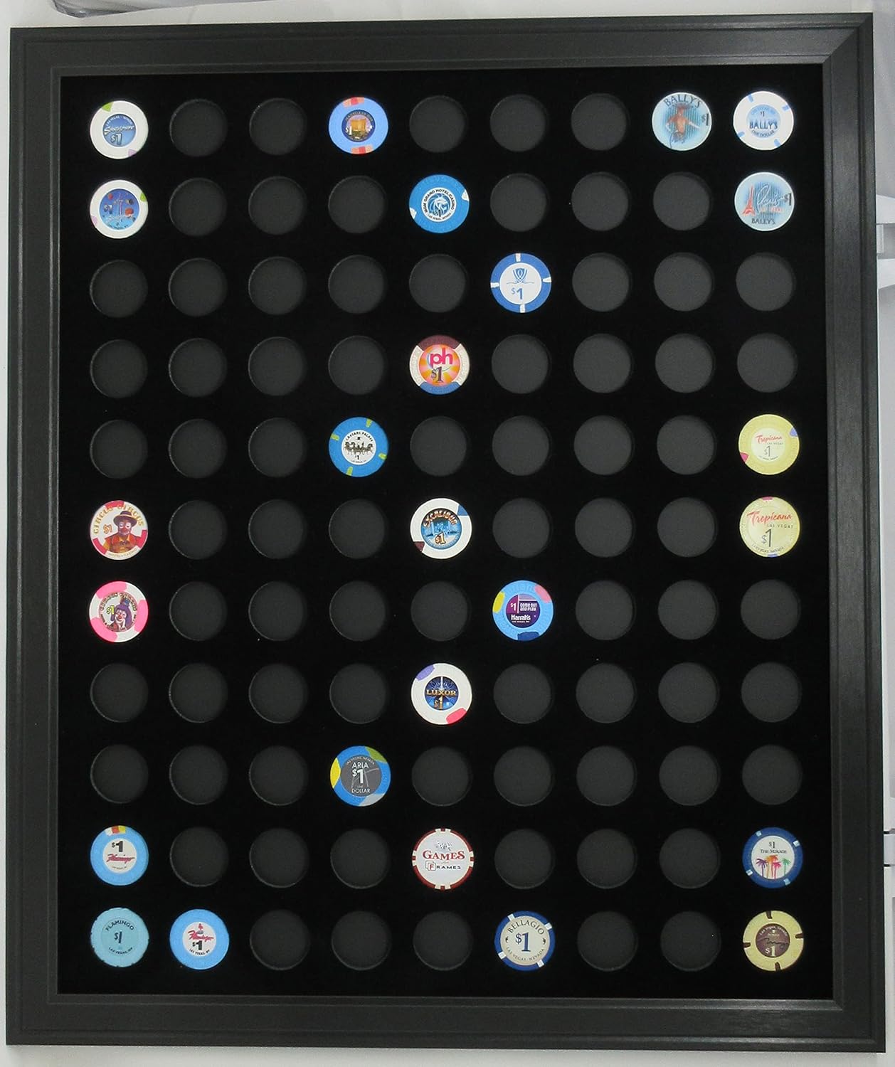 99 Casino Poker Chips (not Included) Wall Display Picture Frame Made in USA