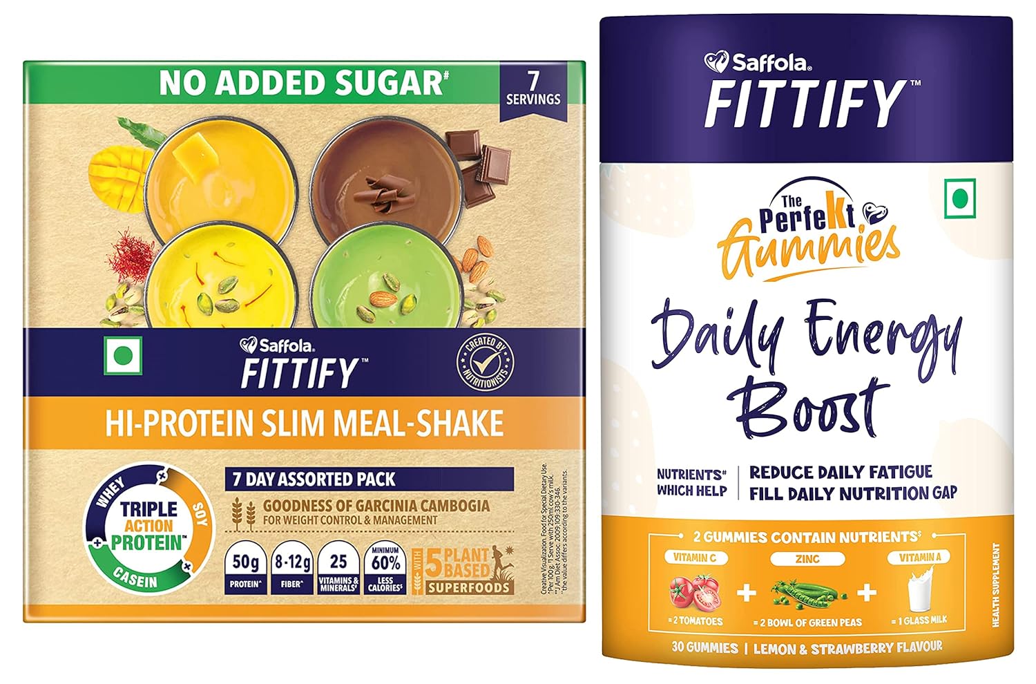 Saffola FITTIFY HiProtein Meal Replacement Shake Pack of 7 (35g each) & Saffola Fittify The