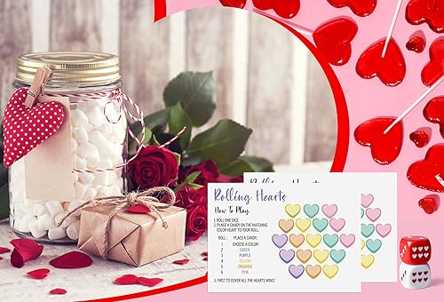 Miniatura 4 de Juego de dados de corazón rodante para el día de San Valentín, juegos de corazones de San Valentín, actividad de San Valentín, fiesta familiar de