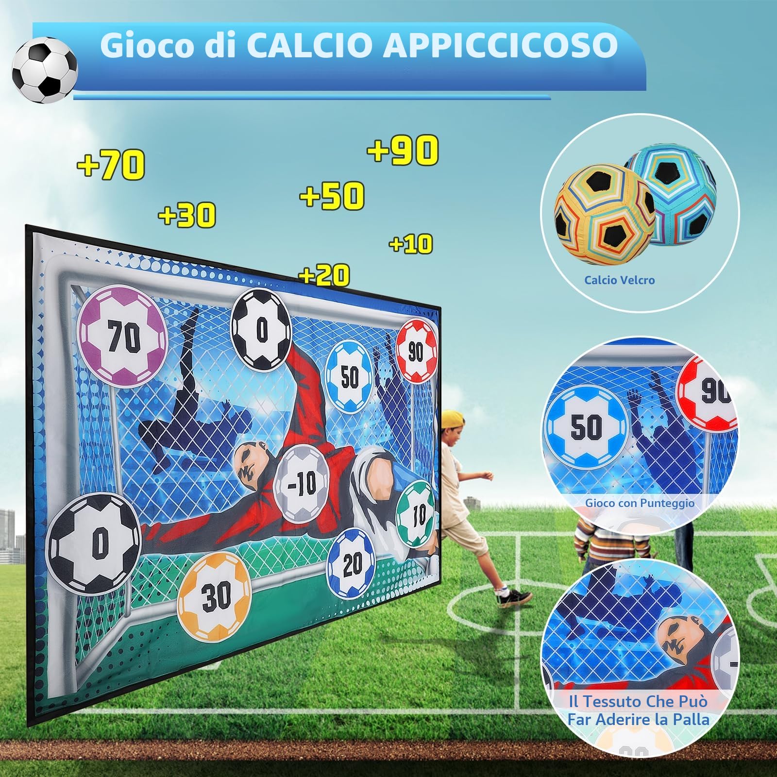 VATOS Set da Gioco con Pallone da Calcio per Bambini, Porta da Calcio in Cortile per Interni ed Esterni con Palline, Regalo di Compleanno per Ragazzi e Ragazze di 3 4 5 6 7 8 Anni Giocattolo Sportivo