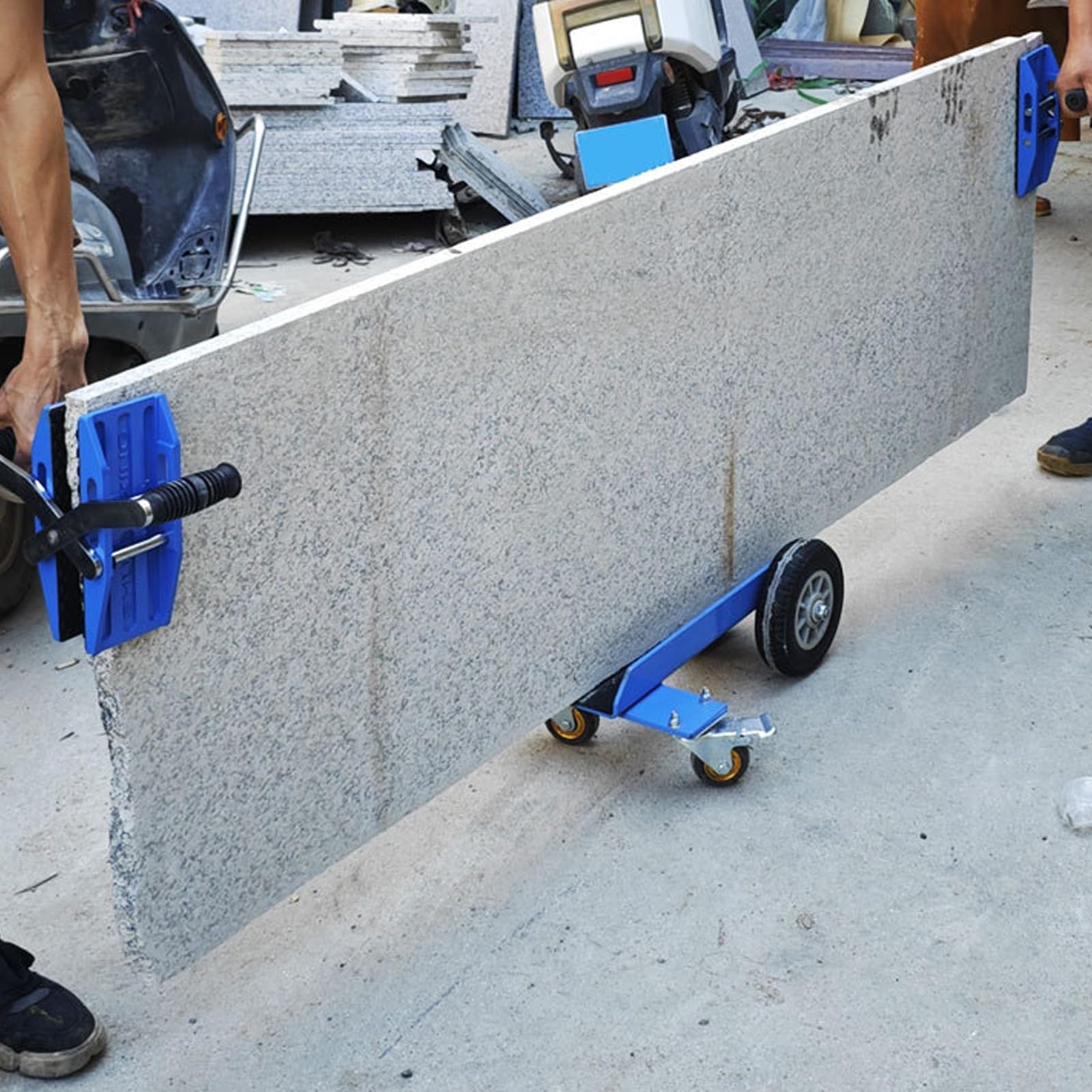 Carrello per la movimentazione del marmo, carrello a 4 ruote con ruote in gomma solida per un facile spostamento di lastre di marmo, fogli di cartongesso e materiali pesanti