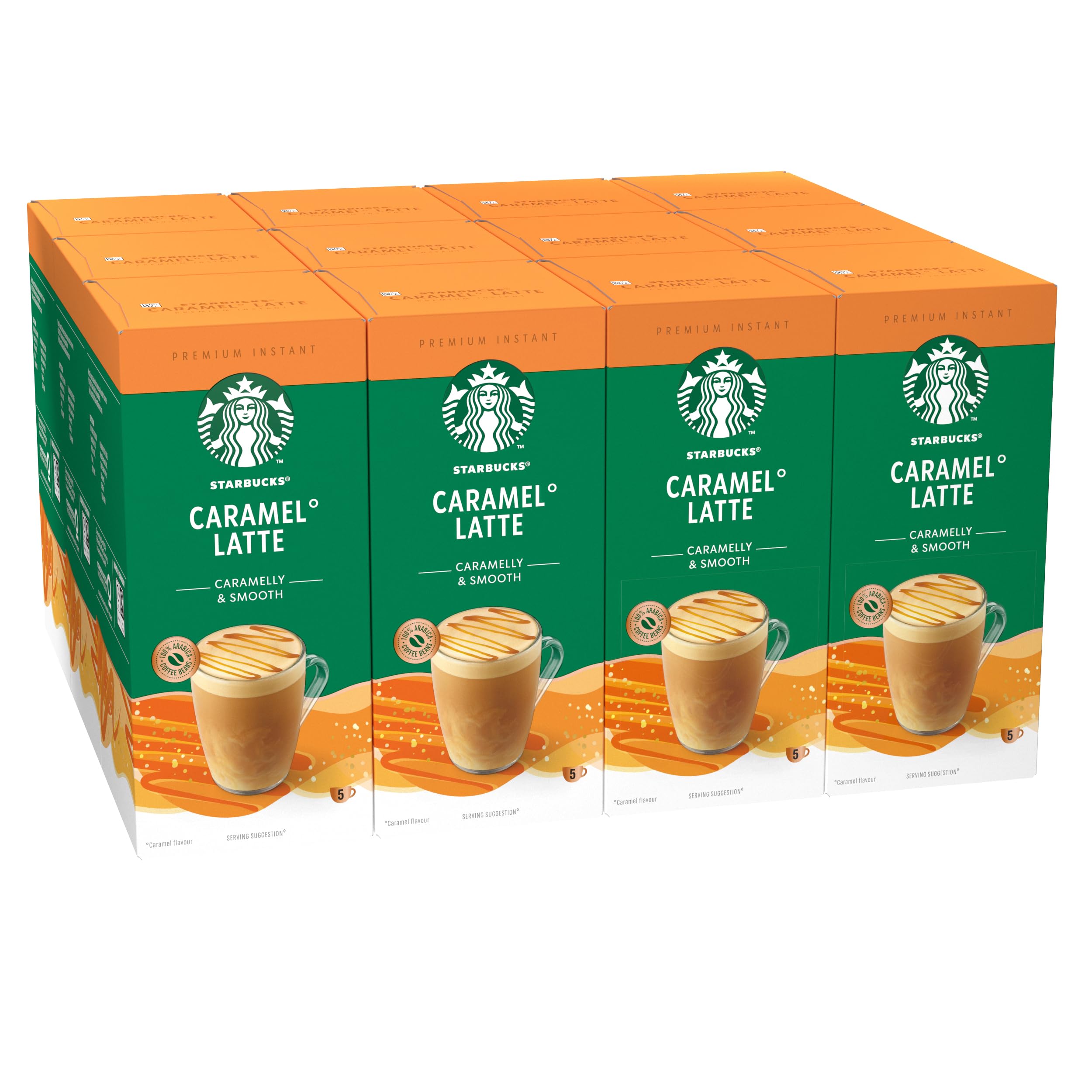 STARBUCKS Caramel Latte Premium Mix Instant Coffee 60 Sachets 12 x 5 Pack
