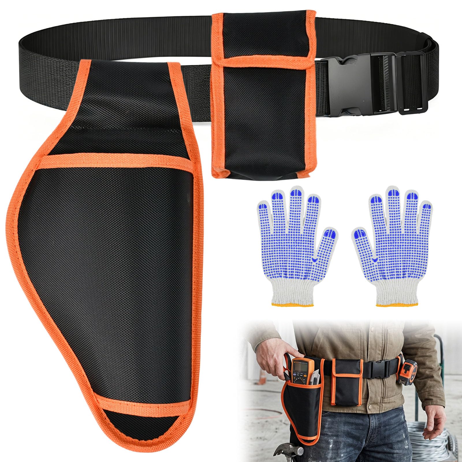 Funda para Tijeras de Podar Electrica Ajustable para Tijeras Eléctricas, Bolsa de Cinturón para Herramientas para Tijeras de Podar, con Guantes, Bolsa de Herramientas de Jardín