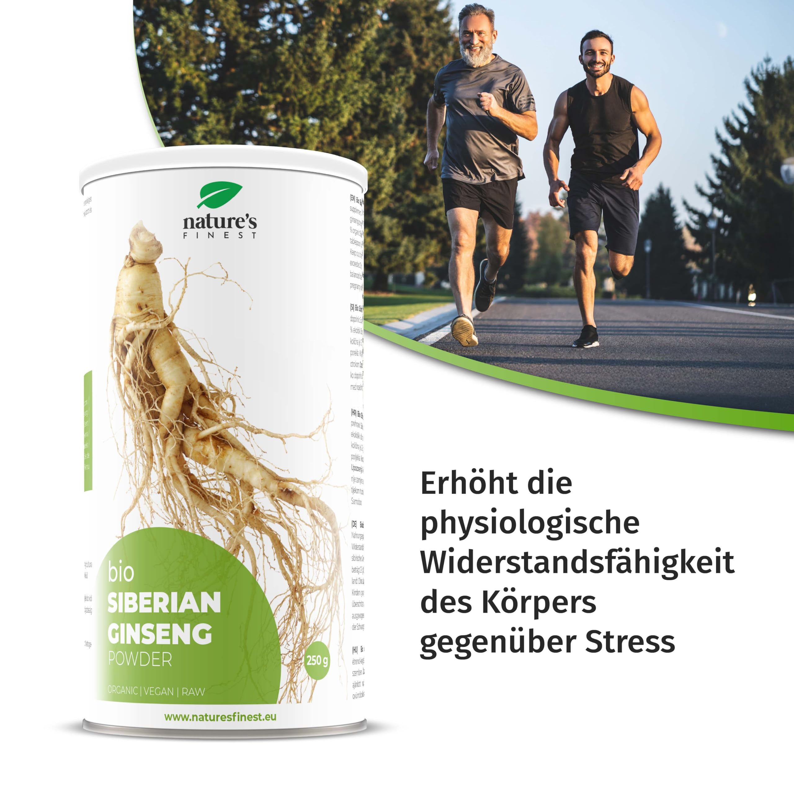 Nature's Finest Bio Sibirischer Ginseng, Pulver 250 g | Eleutherococcus senticosus Wurzelpulver - 100 % bio, vegan - traditionsreiche Wurzel, fein gemahlen für Getränke