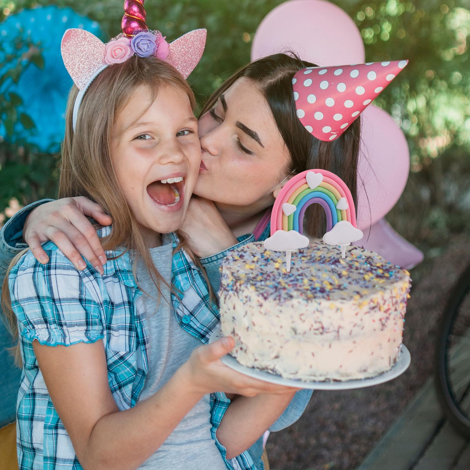 Ruzister® 2 decorazioni per torte arcobaleno, decorazione per torte, nuvola personalizzata, decorazione per torta di compleanno, decorazione arcobaleno