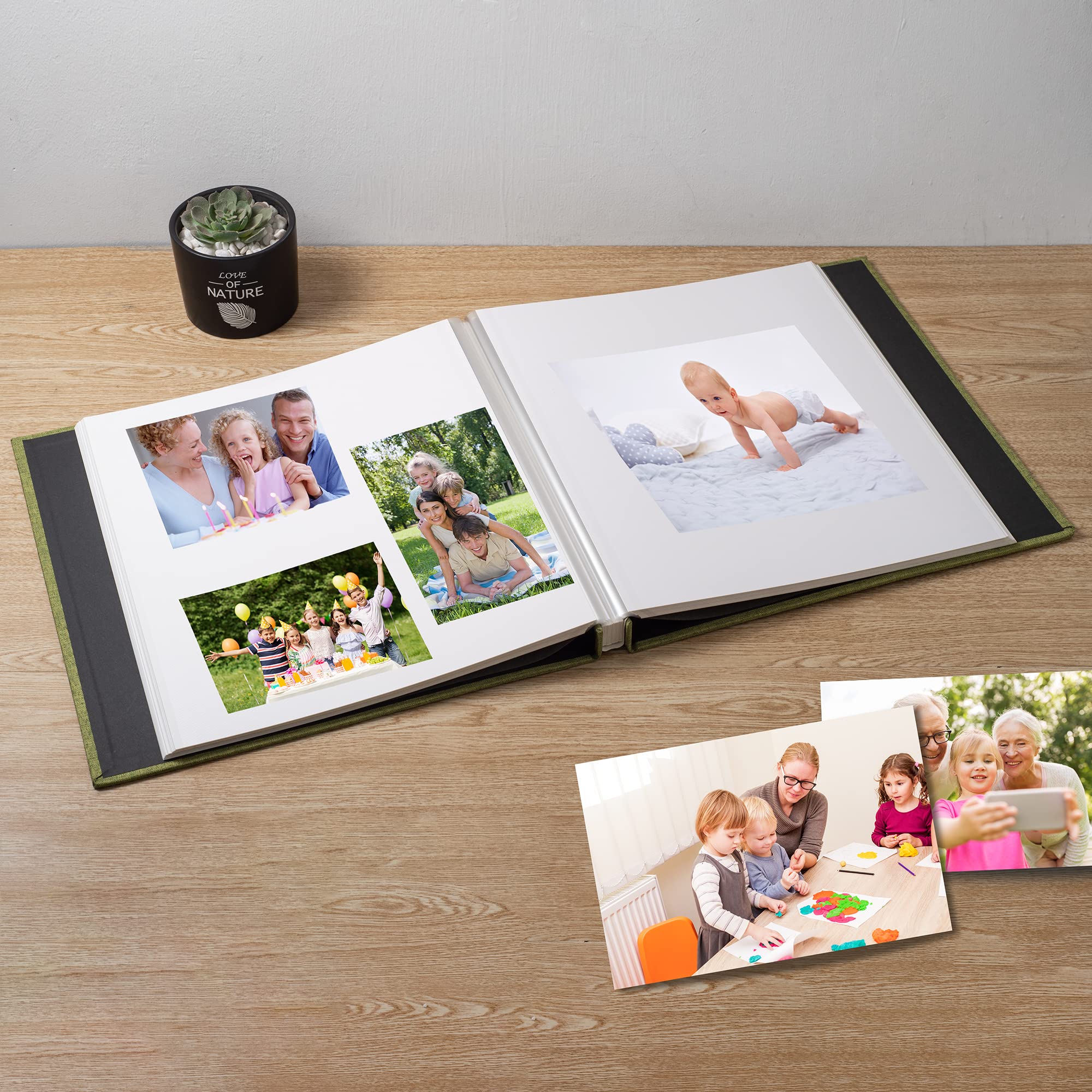 Duży album fotograficzny, samoprzylepny album do scrapbookingu, na 4 x 16 cm, 20 x 10 zdjęć, DIY, magnetyczny, lniany, okładka, album, 60 stron, na rodzinne prezenty ślubne, z metalowym