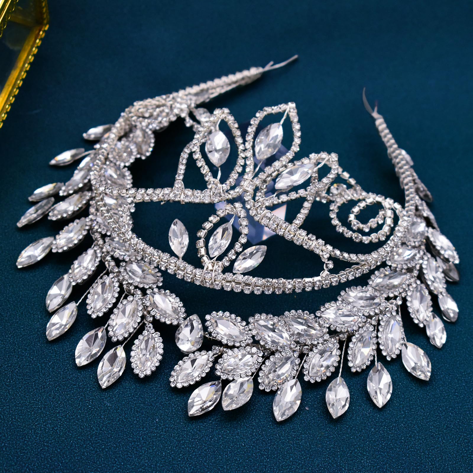 Diadema de boda, tocado nupcial con diamantes de imitación