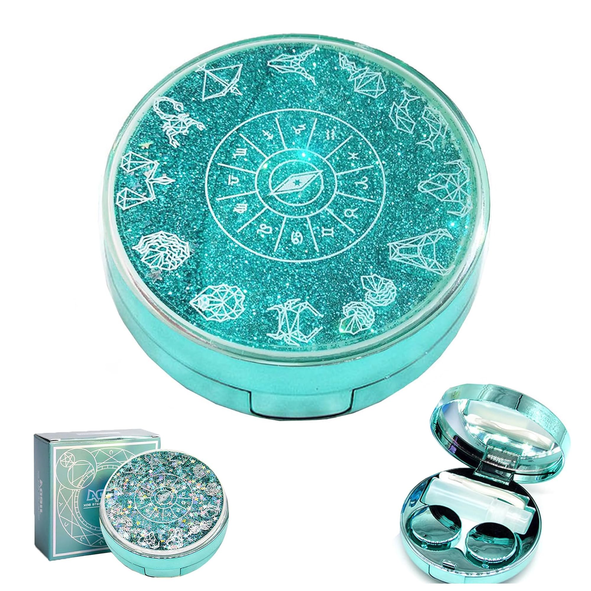 Travel Contact Lens Cases with Mirror, Magical Girl, Durable, Compact, Portable Soak Storage Kit, Protect Your Eyes, Home Case Easy Carry Mini Box,Tweezers Solution Bottle Lens Container