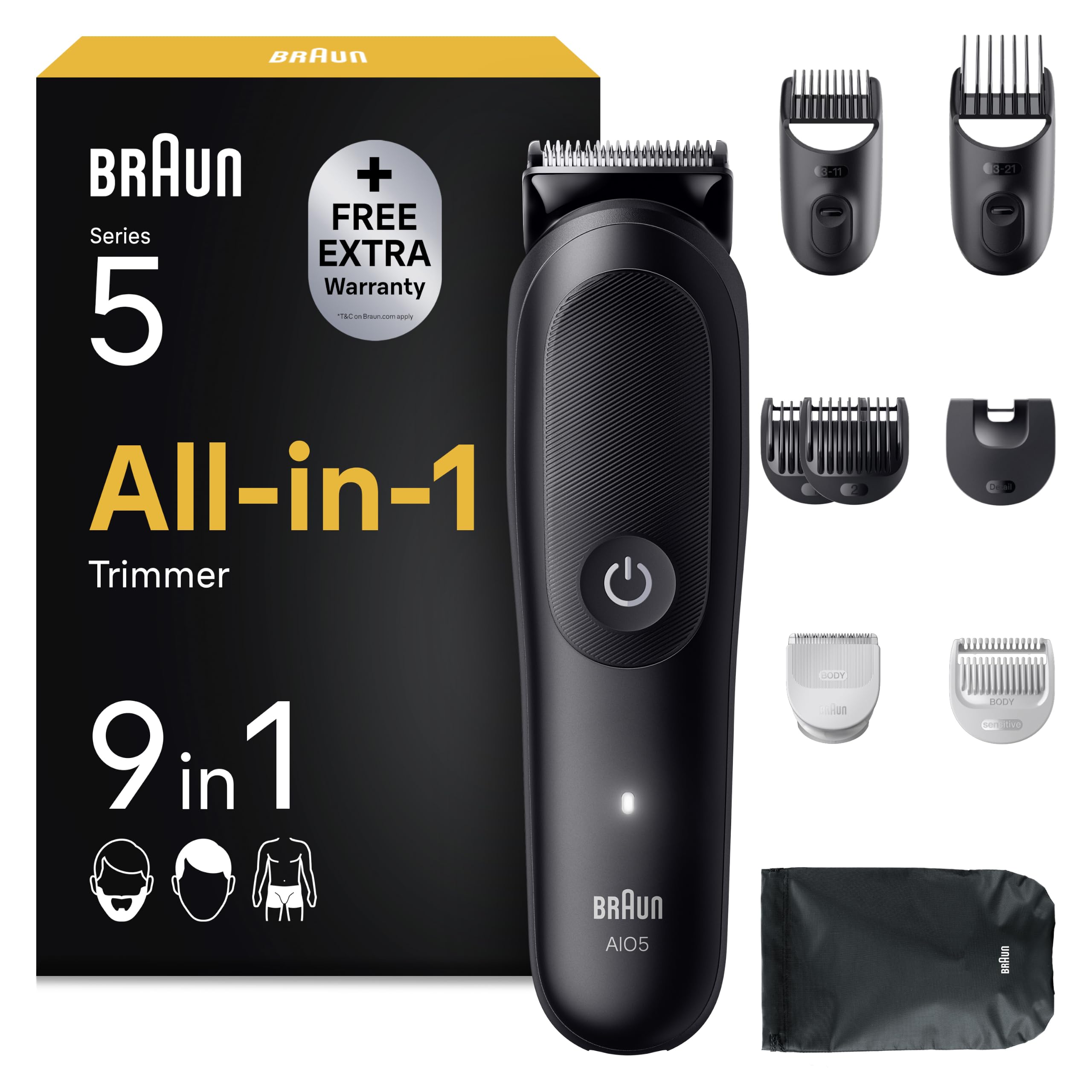 Braun Rifinitore All-in-One Serie 5 Rasoio Elettrico,Accessori AIO5540 Nero