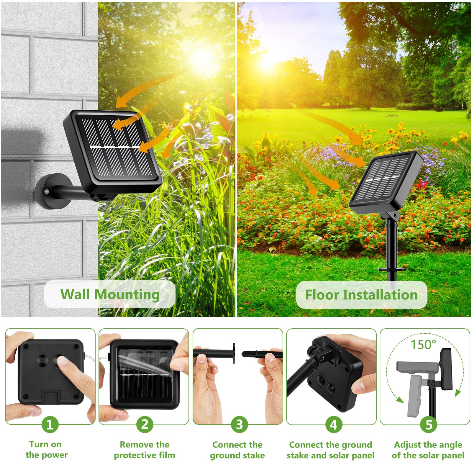 Luci Solari Esterno【3 Pacchi】- 16+2M 160LED Luci Solari da Giardino IP65 Impermeabili Bianco Caldo 8 Modalità, Catena Luci Solari Esterno Decorative Giardino Albero Patio Terrazze Festival Matrimoni