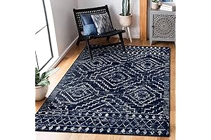 Wonnitar: Blue, Washable 3 x 5 Moroccan Area Rug with Farmhouse Style