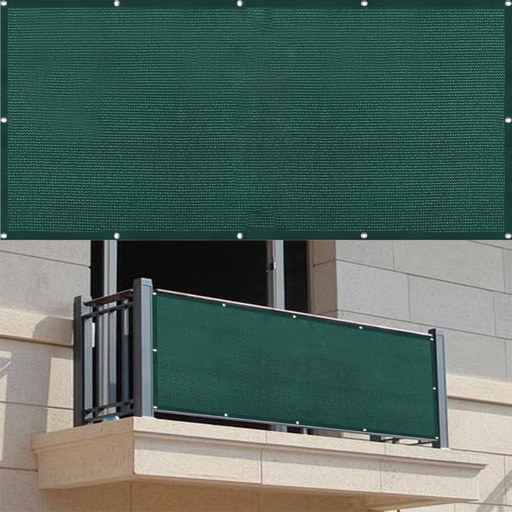 Pantalla de Balcón 75x350 cm con protección solar y alta transpirabilidad en verde