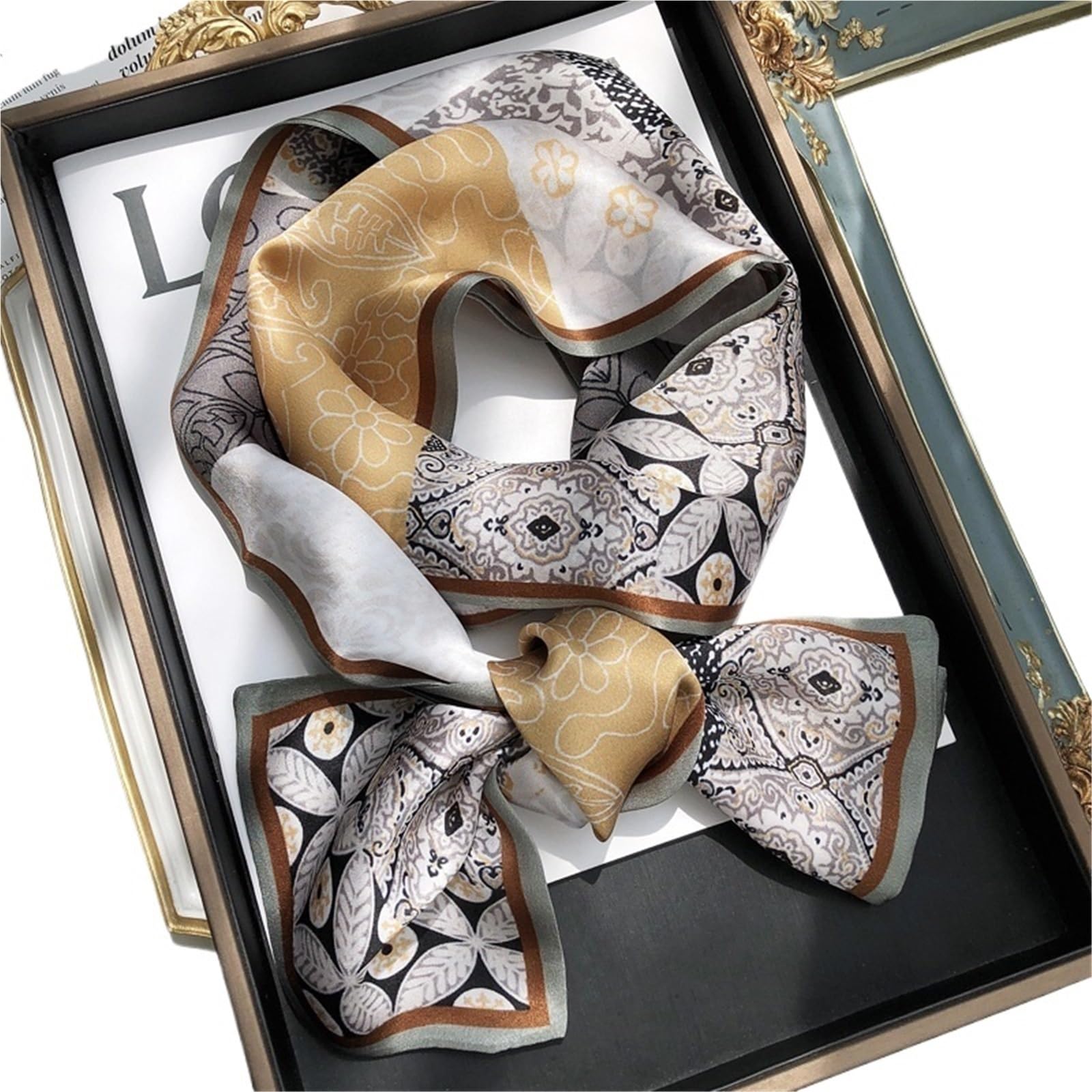 Pañuelo de seda pequeño 1pc Silk Scarf Women Long Ribbon Decoration Neckerchief Print Hairband Hijabs Bandana Scarves Foulard