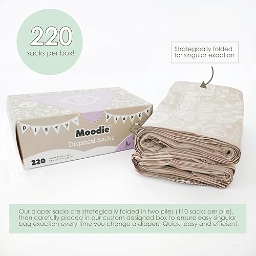 Miniatura 7 de Nuevos sacos de pañales desechables para bebé (220 bolsas en total) de 7.5 x 15 pulgadas, con aroma a lavanda, bolsas de pañales desechables fáciles